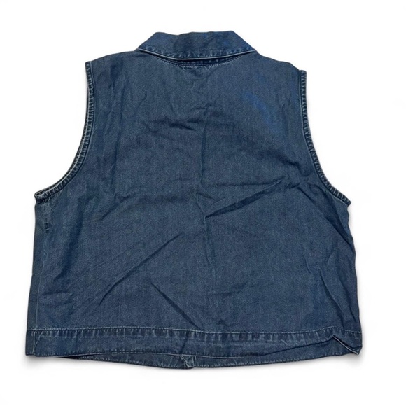 Vintage 90s Cherokee Women's Medium Denim Vest Floral Embroidered Cottagecore - Picture 2 of 4